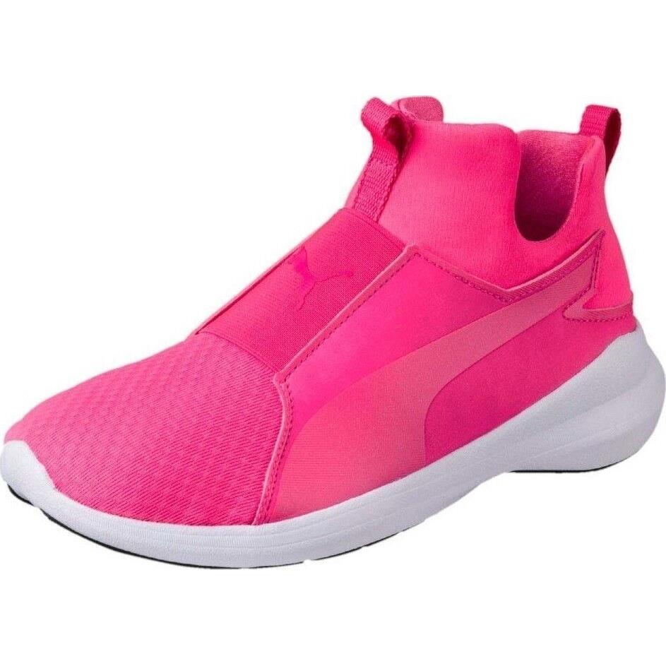 Puma Rebel Mid Trainers Sneakers Sports Women Shoes Pink/white Size 6.5