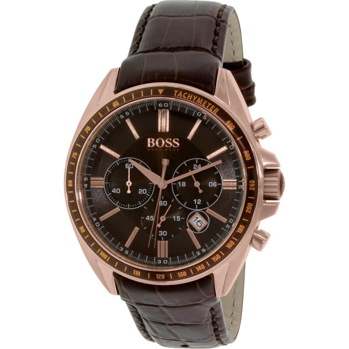 Hugo Boss Driver Chronograph Brown Dial Brown Leather Mens Watch 1513093