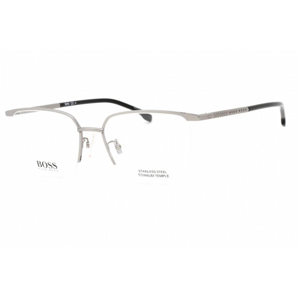 Hugo Boss Men`s Eyeglasses Matte Ruthenium Rectangular Frame Boss 1225/F 0R81 00