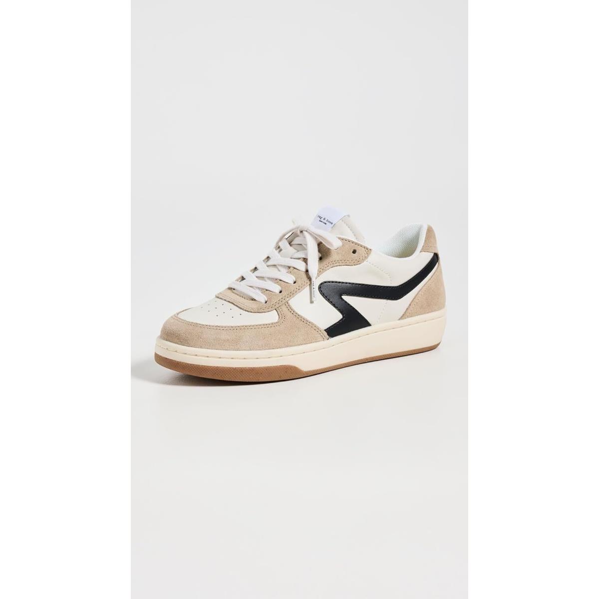 Rag Bone Women Sneakers Retro Court Leather Panel Dove Sand Tan Lace Up