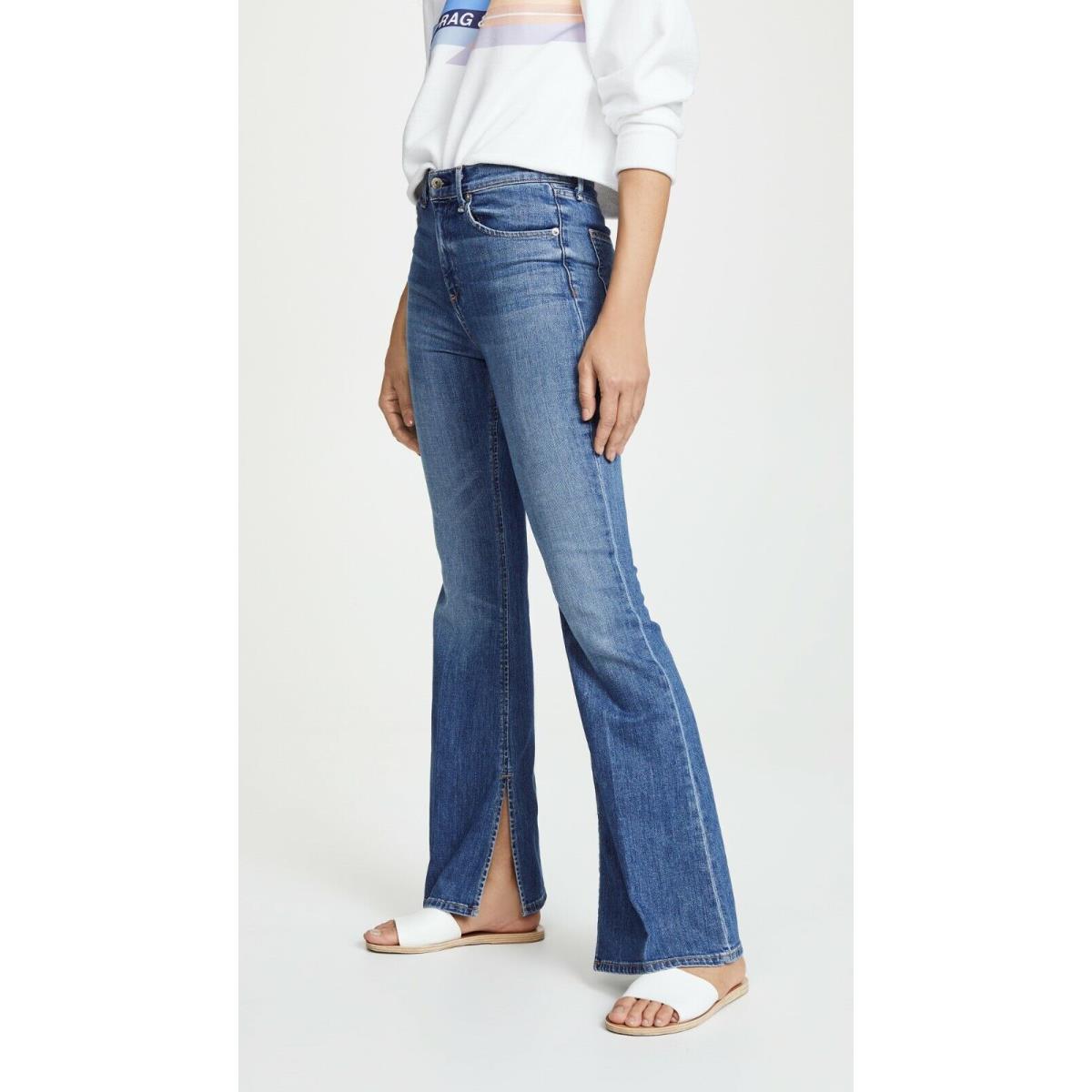 Rag Bone Bella Slit Hem Wide Leg Flare Jeans Ambra Size 25 26 27