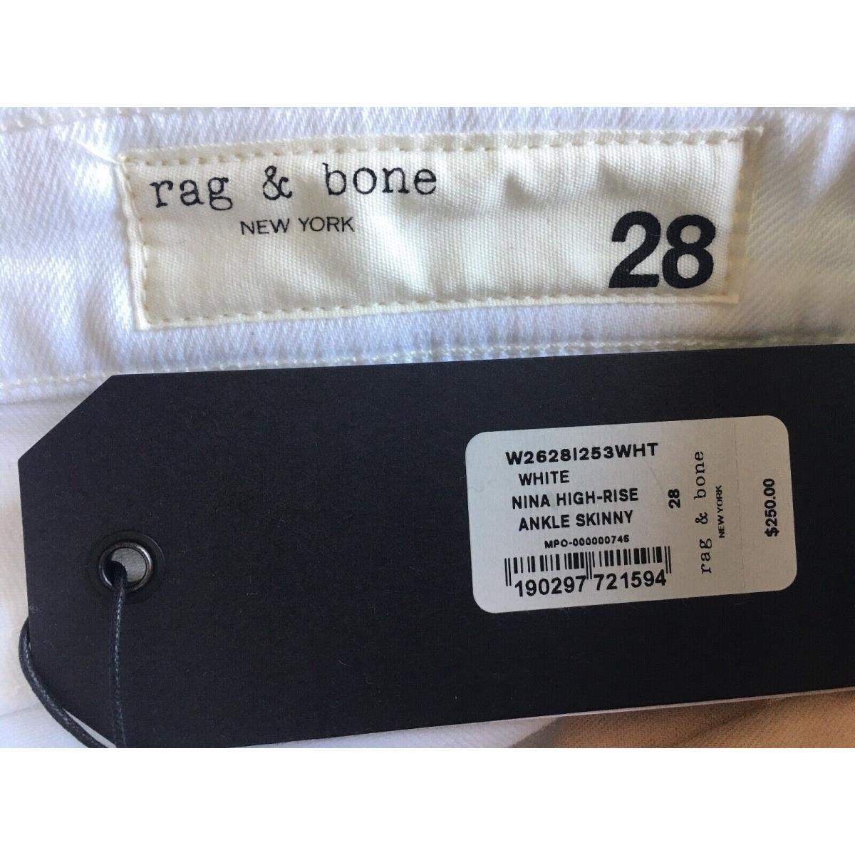 Rag Bone Women S Nina High-rise Ancle Skinny Jeans White: W2628I253WHT