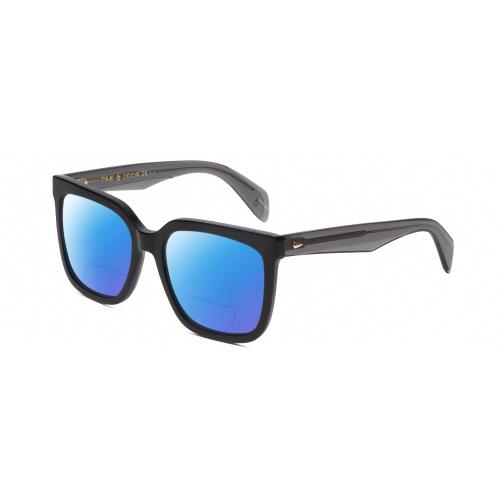 Rag Bone RNB1018/S Women`s Polarized Bifocal Sunglasses Black Grey Crystal 56 mm Blue Mirror