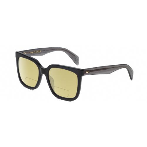 Rag Bone RNB1018/S Women`s Polarized Bifocal Sunglasses Black Grey Crystal 56 mm Yellow