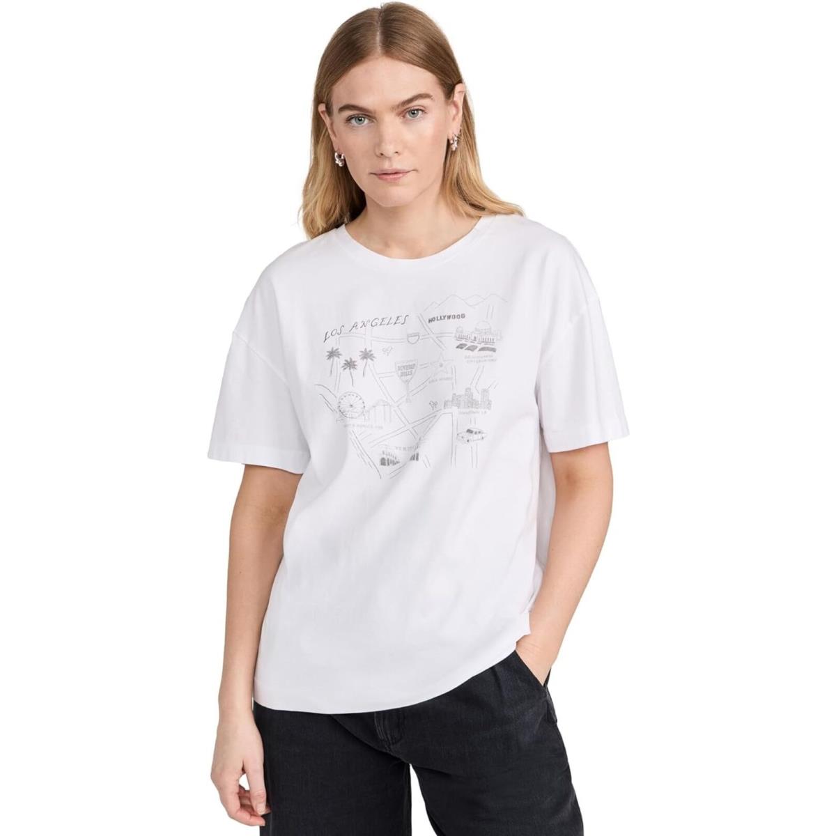 Rag Bone Womens T-shirt Mica City Short Sleeve Crew Neck Cotton White Tee