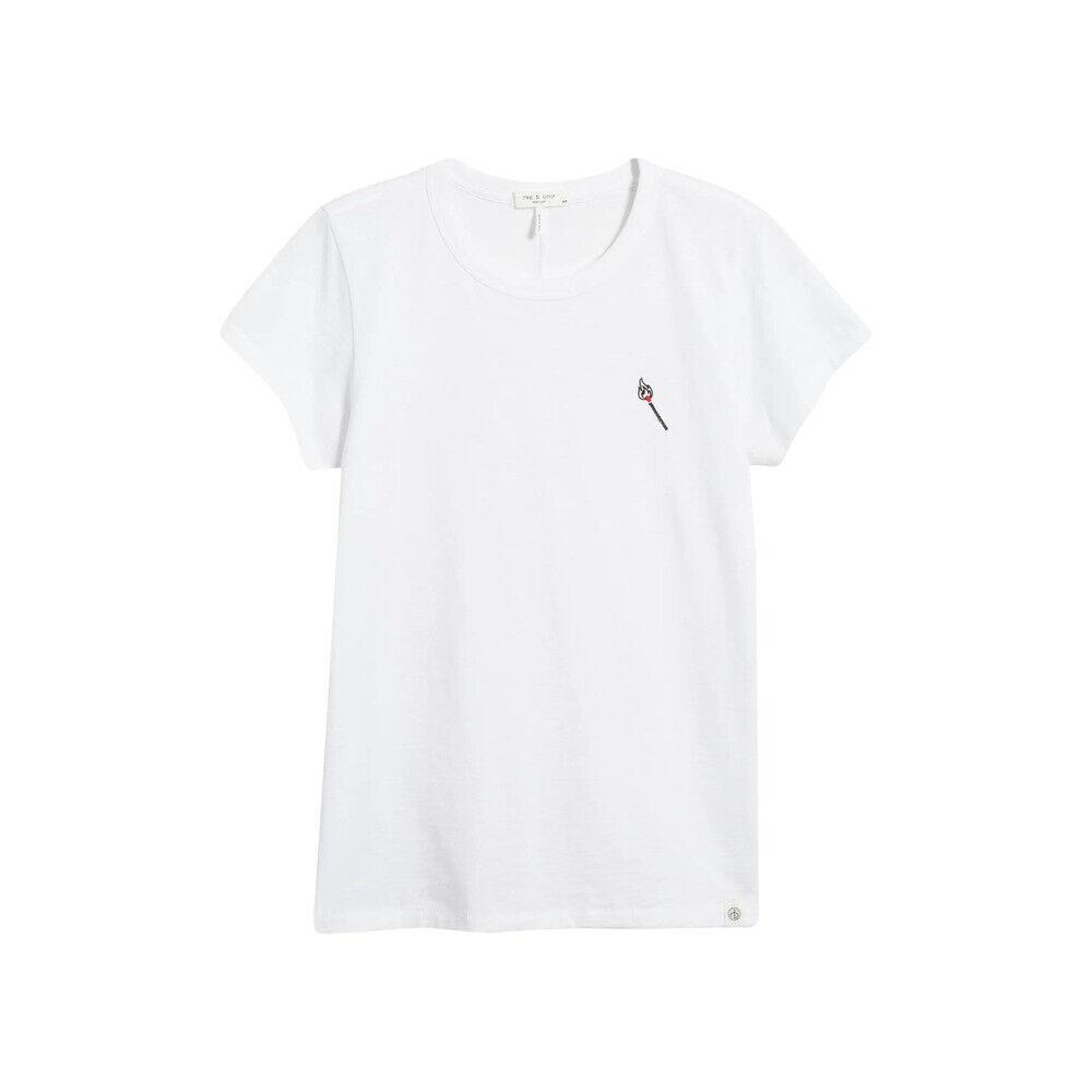 Rag Bone Women Tee Matchstick Cotton Crew Neck Short Sleeves Solid White