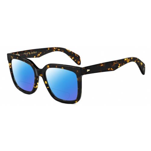 Rag Bone RNB1018/S Women Polarized Bifocal Sunglasses Tortoise Havana Brown 56mm Blue Mirror