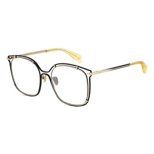 Rag Bone 1023 Designer Reading Glasses Gold Matte Black Yellow Crystal Square 56