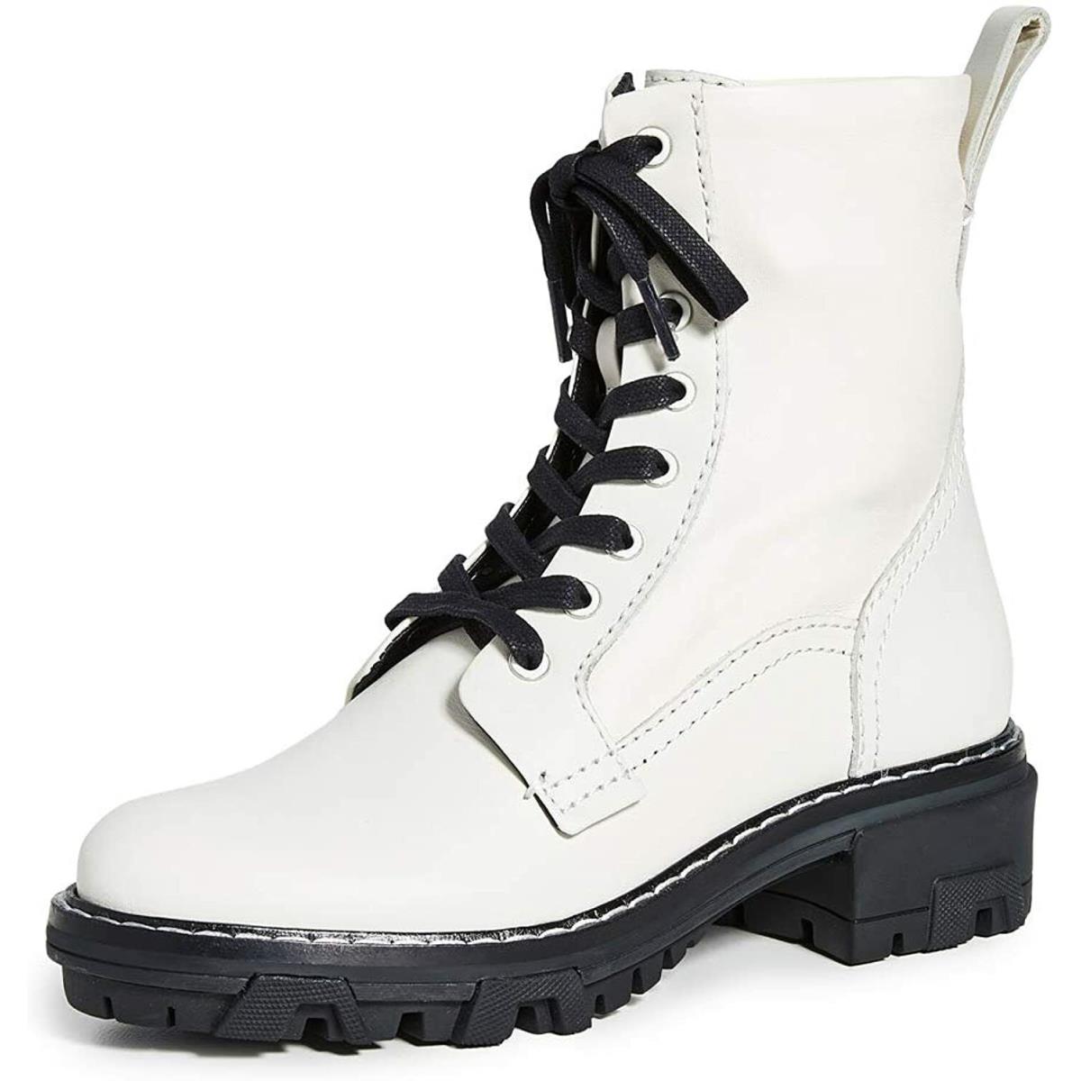 Rag Bone Women Shoes White Leather Fashion Lace Up Military Combat Boots