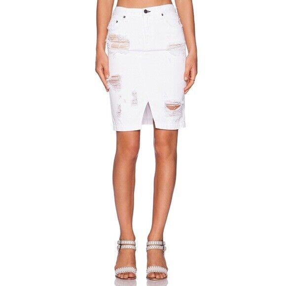 Rag Bone Shred White Denim Skirt Size 27 Msrp: