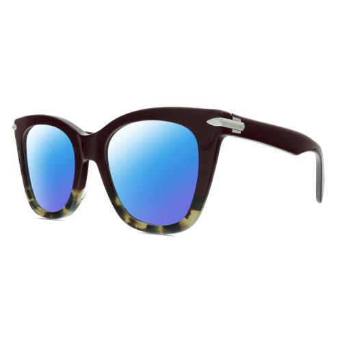 Rag Bone 1029 Cat Eye Polarized Sunglasses in Red Tortoise Silver 52mm 4 Options Blue Mirror Polar