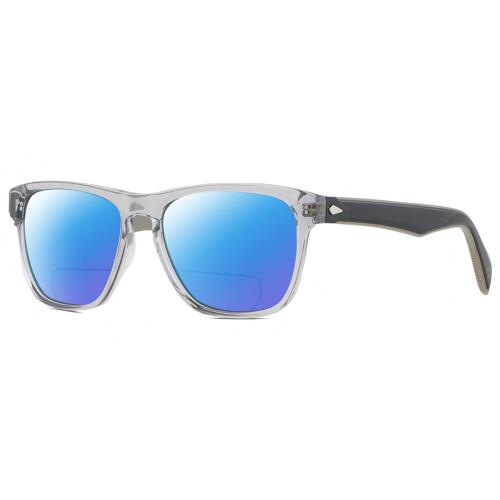 Rag Bone RNB5031/G/S Unisex Polarized Bifocal Sunglasses Blue Crystal Black 56mm Blue Mirror