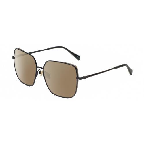 Rag Bone RNB1054/G/S Women`s Polarized Sunglasses Black Gold Crystal 58mm 4 Opt Amber Brown Polar