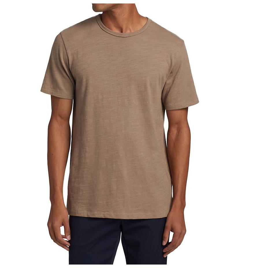 Rag Bone Men Cotton T-shirt Classic Flame Tee Short Sleeve Crew Neck Taupe Tan