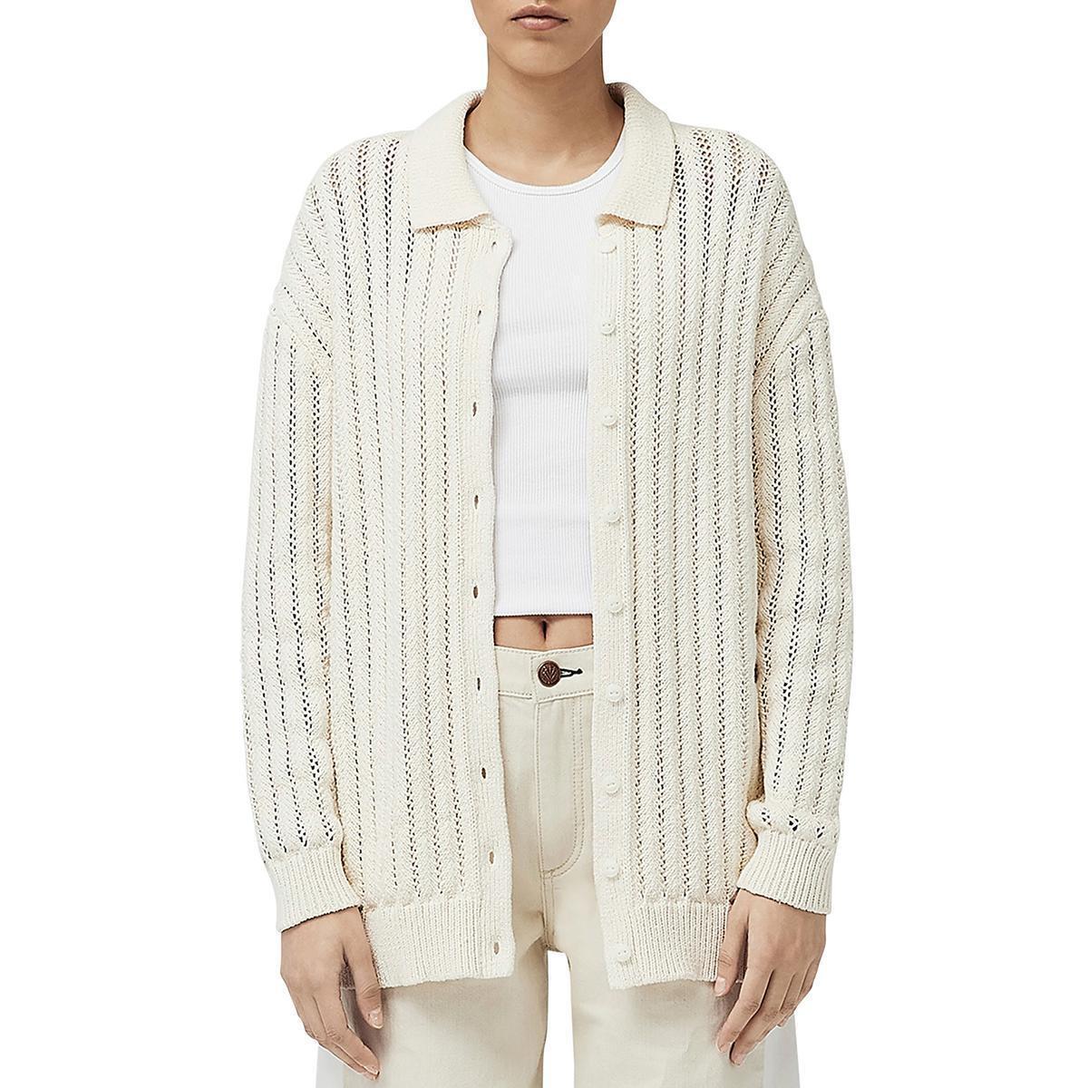 Rag Bone Womens Adrienne Cotton Knit Button Front Cardigan Sweater Bhfo 0532 - Ivory