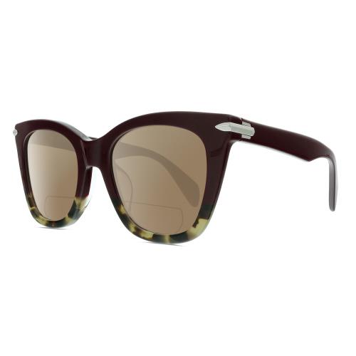 Rag Bone 1029 Cat Eye Polarized Bifocal Sunglass Red Havana Tortoise Silver 52mm Brown