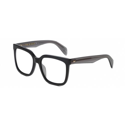 Rag Bone RNB1018/S Designer Reading Glasses Gloss Black Grey Crystal Square 56mm