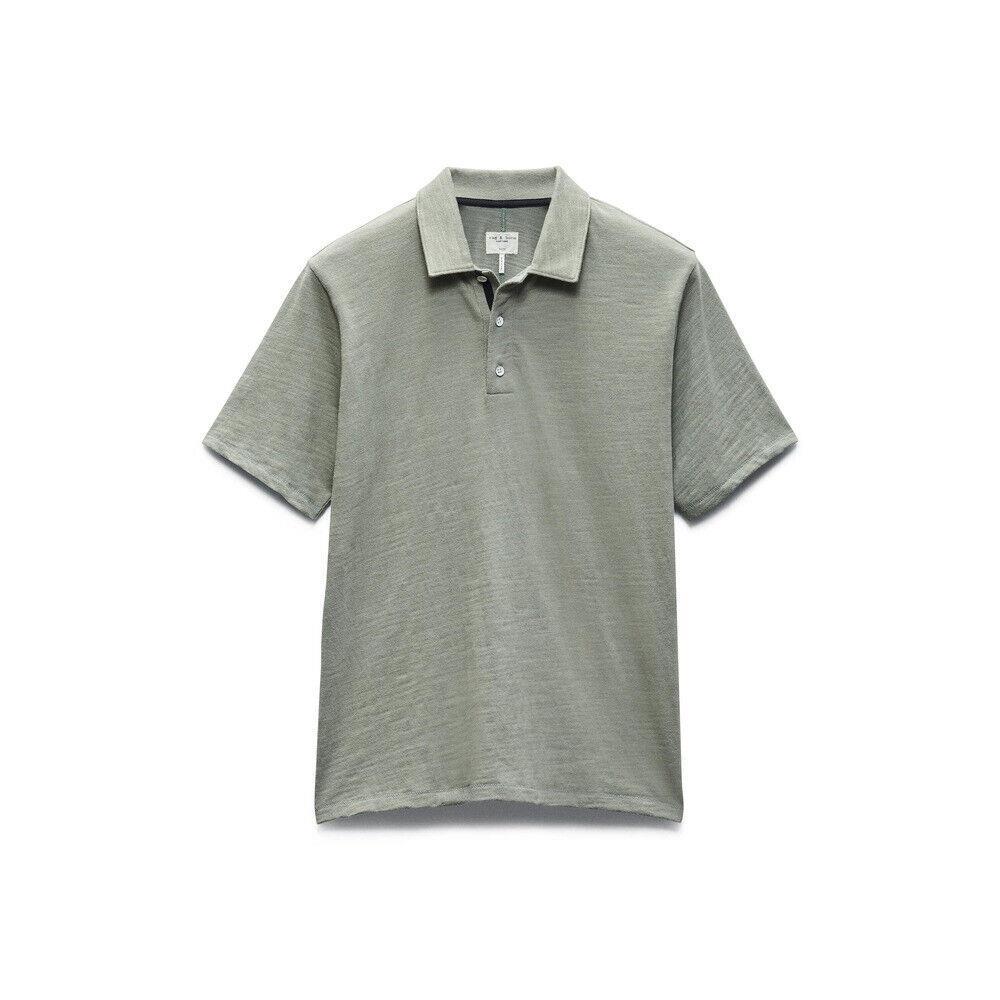 Rag Bone Men Classic Polo Shirt Flame Collared Button-down Short Sleeves