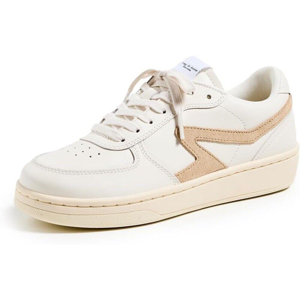 Rag Bone Women Retro Court Sneakers Dune Suede Logo Rubber Sole Off White