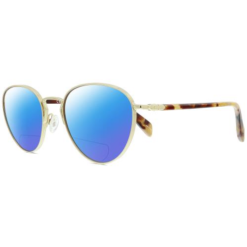 Rag Bone 1019 Logan Womens Polarized Bifocal Sunglasses Gold Pink Tortoise 52 mm Blue Mirror