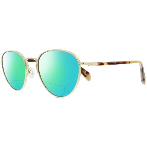 Rag Bone 1019 Logan Womens Polarized Bifocal Sunglasses Gold Pink Tortoise 52 mm Green Mirror