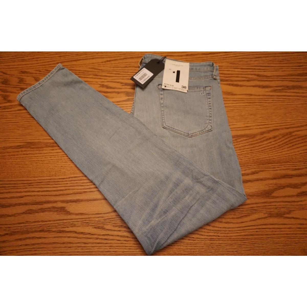 Men`s Rag Bone York Jeans Size 38x33 Extra Slim Fit 1 Button Fly Sonny