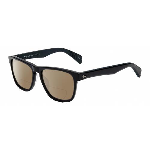 Rag Bone RNB5031/G/S Unisex Square Polarized Bifocal Sunglasses Black Grey 56 mm Brown