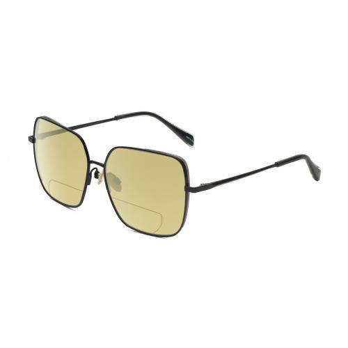 Rag Bone RNB1054/G/S Womens Polarized Bifocal Sunglasses Black Gold Crystal 58mm Yellow