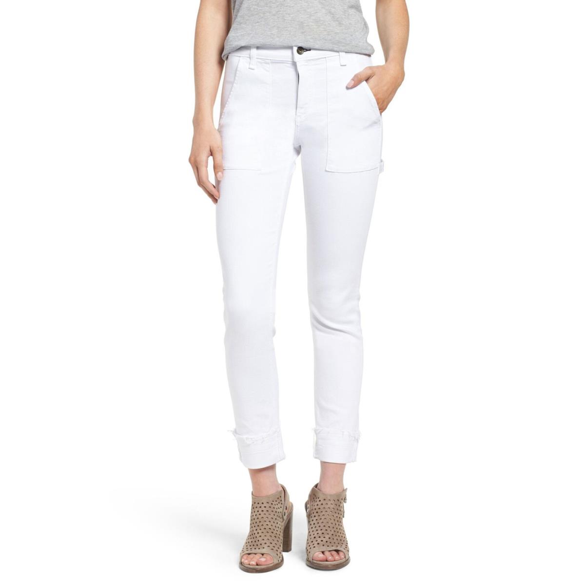 Rag Bone Women Skinny Jeans White Carpenter Belted Stretch Cotton Denim Pants