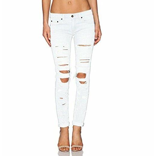 Rag Bone Women Denim Jeans Thrash White Cotton Blend Ripped Pants Ladies