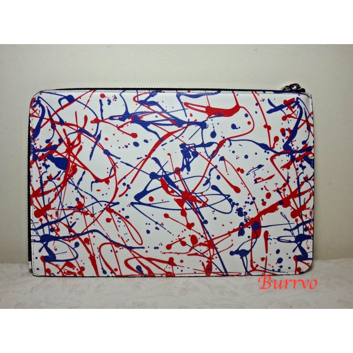 Marc By Marc Jacobs Splatter Paint Leather LG Zip Pounch White Multi