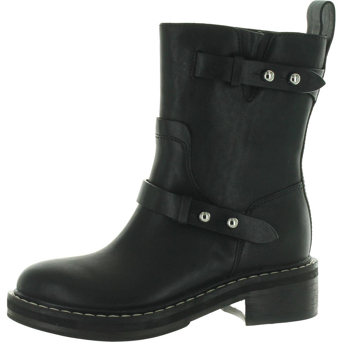 Rag Bone Womens Leather Pull On Ankle Motorcycle Boots Shoes Bhfo 2963