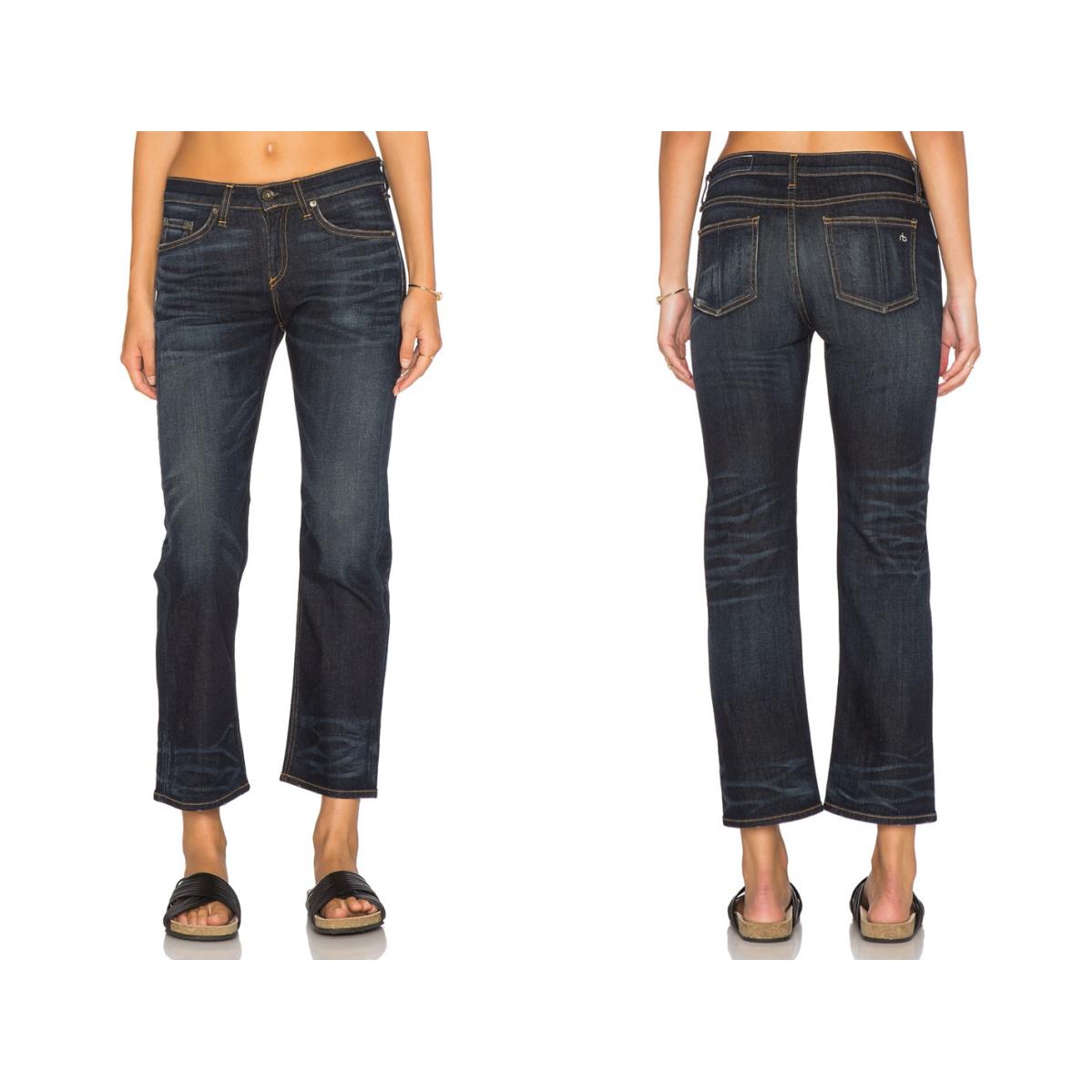 Rag Bone Crop Straight Leg Jeans Nord Size 24 25