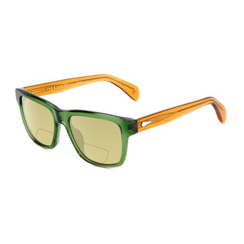 Rag Bone RNB5041/S Unisex Cat Eye Polarized Bifocal Sunglasses Green Orange 54mm Yellow