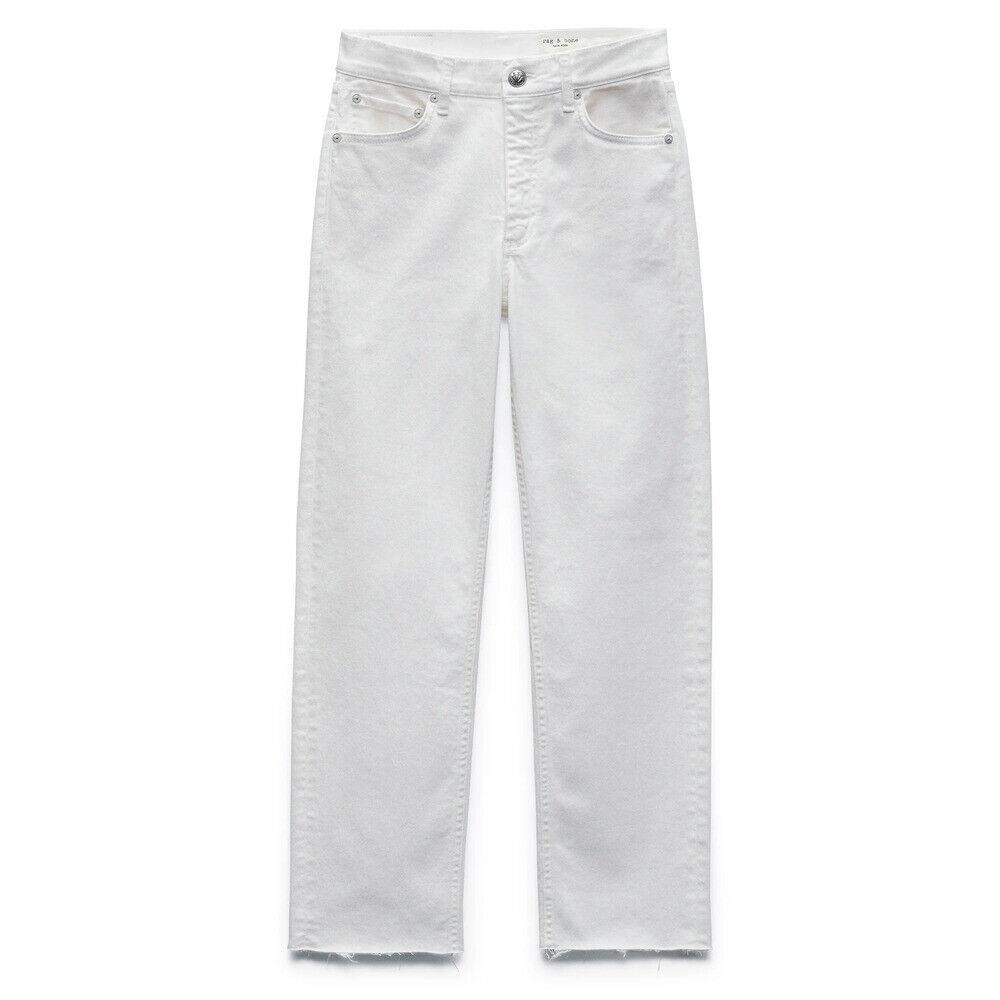 Rag Bone Harlow Women Cotton Jeans Five-pocket Zipper Fly Straight Optic White - White