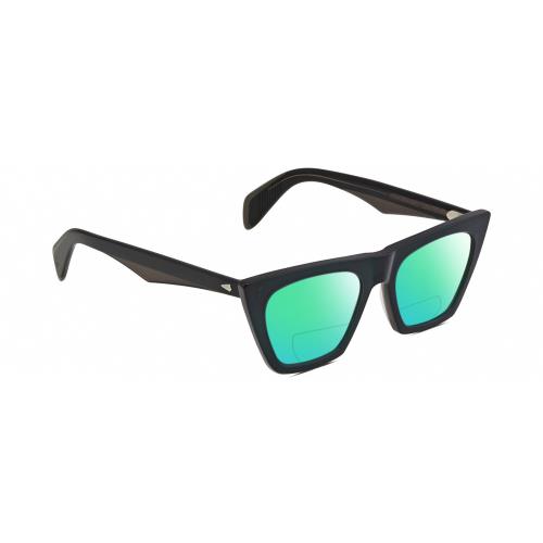 Rag Bone RNB1025/S Cat Eye Polarized Bifocal Sunglasses Green Crystal Gold 51 mm Green Mirror