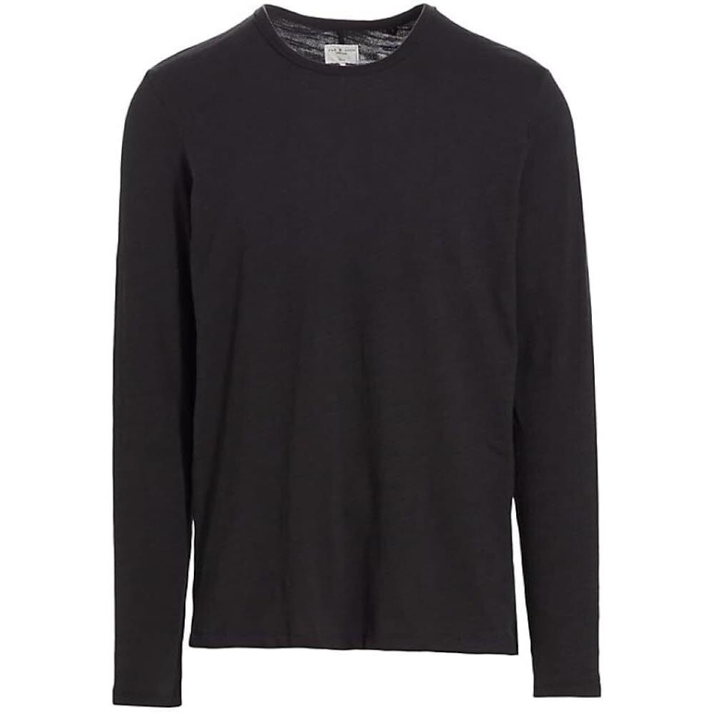 Rag Bone Men Classic Tee Crew Neck Cotton Pullover Long Sleeves T-shirt Black