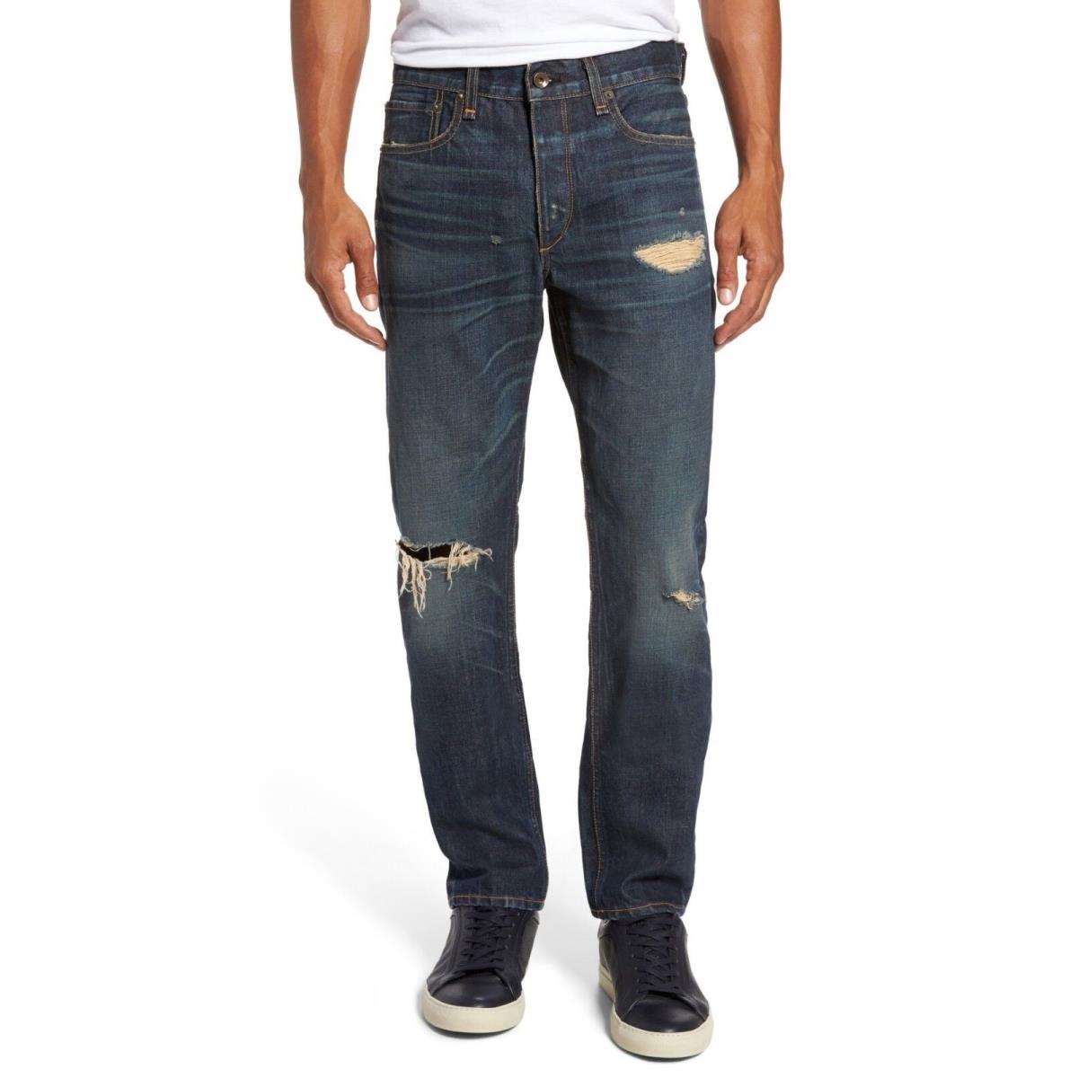 Rag Bone Fit 2 Slim Fit Distressed Blue Jeans