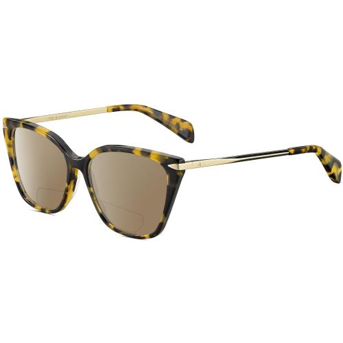 Rag Bone 3005 Cat Eye Polarized Bifocal Sunglasses in Tortoise Havana Gold 53 mm