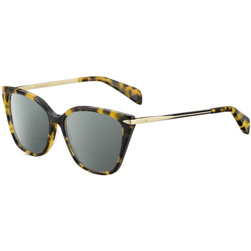 Rag Bone 3005 Cat Eye Polarized Bifocal Sunglasses in Tortoise Havana Gold 53 mm Grey