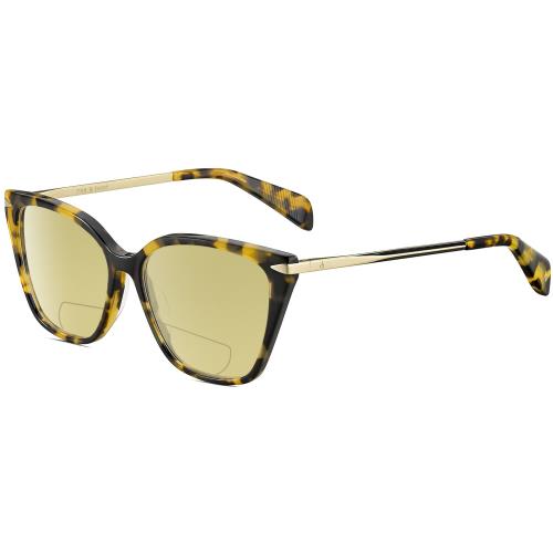 Rag Bone 3005 Cat Eye Polarized Bifocal Sunglasses in Tortoise Havana Gold 53 mm Yellow