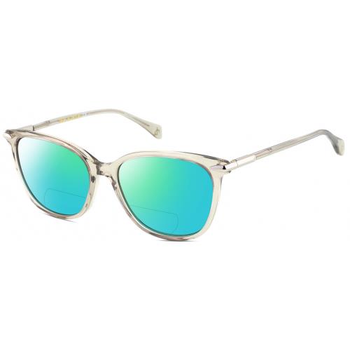 Rag Bone RNB1035/S Womens Polarized Bifocal Sunglasses Green Crystal Silver 55mm Green Mirror