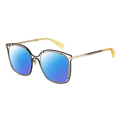 Rag Bone 1023 Women`s Polarized Sunglasses in Gold Black Crystal 56 mm 4 Options Blue Mirror Polar