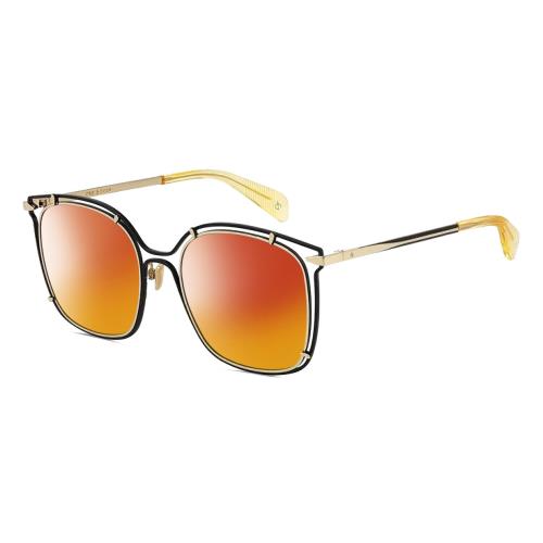 Rag Bone 1023 Women`s Polarized Sunglasses in Gold Black Crystal 56 mm 4 Options Red Mirror Polar
