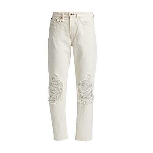 Rag Bone Women Rosa Boyfriend Jeans Mid Rise Ripped Raw-edge Hem Summer White - White