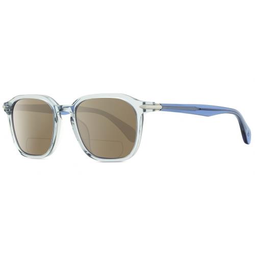 Rag Bone 5034 Parker Unisex Polarized Bifocal Sunglasses Crystal Blue Grey 52 mm