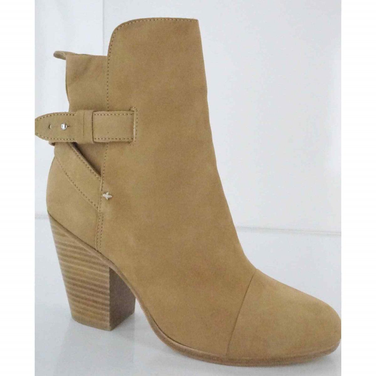 Rag Bone Kinsey Brown Suede Block Heels Ankle Boots Size 38