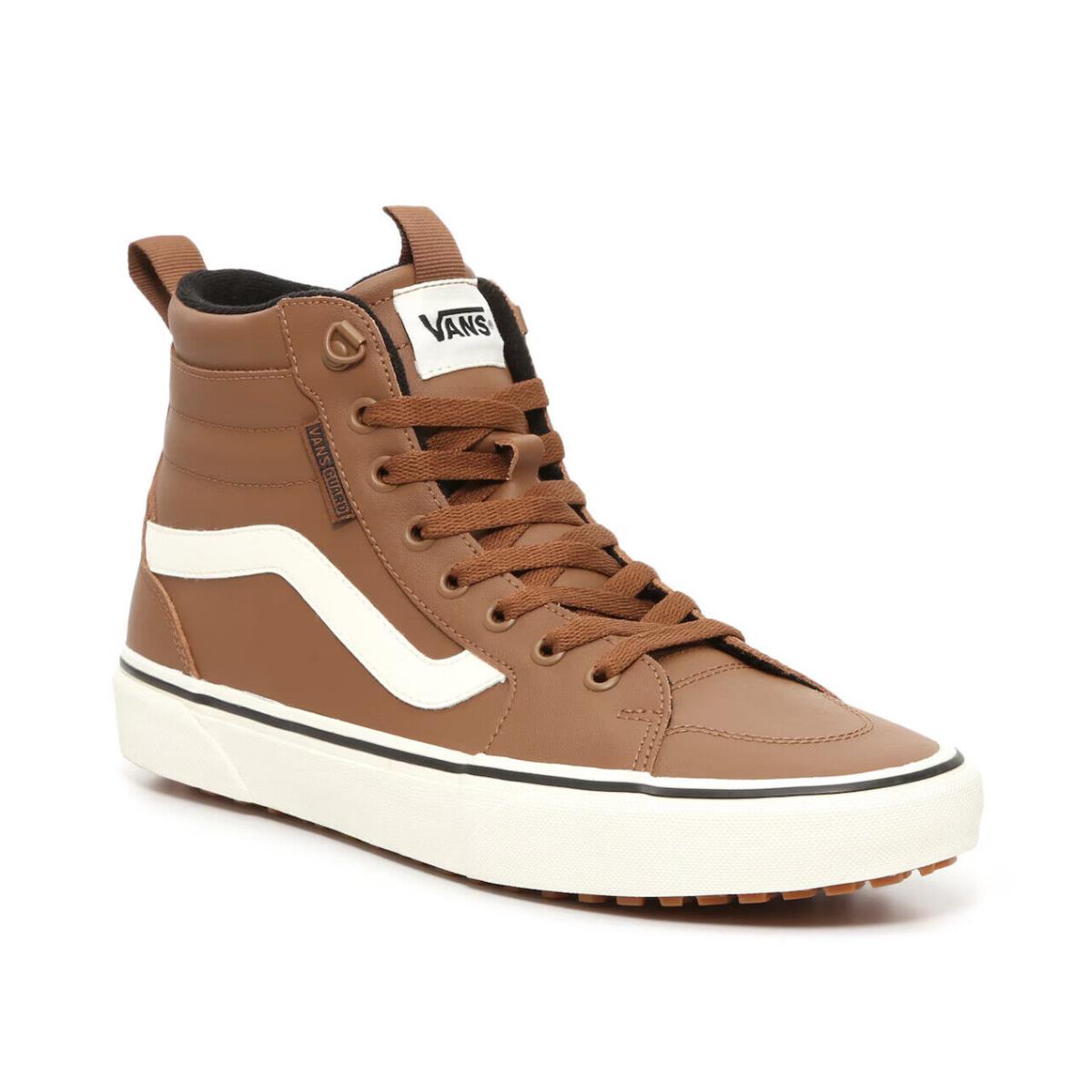 Mens Vans Filmore High-top Tan Leather Sneaker Shoes - Brown