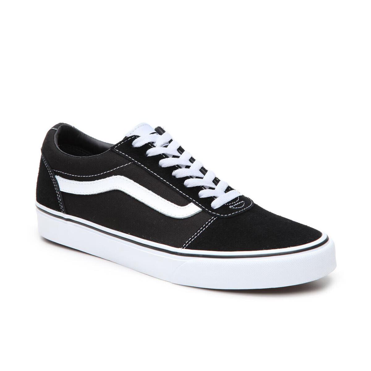 Mens Vans Ward Black White Canvas Sneaker Shoes - Black