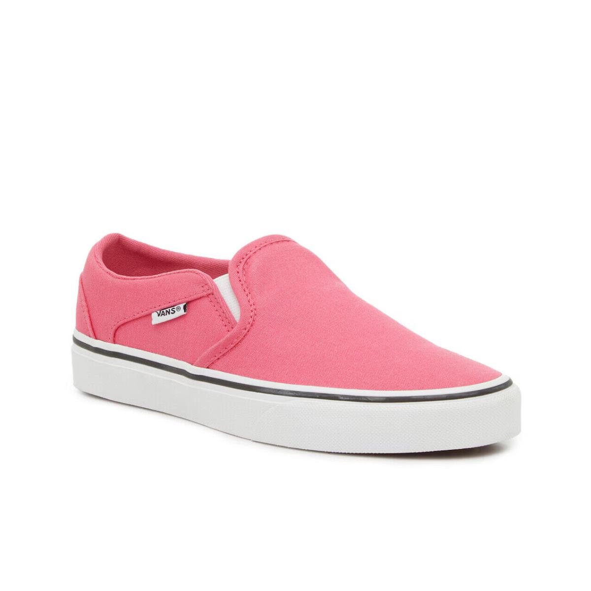 Womens Vans Asher Slip-on Honeysuckle Pink Canvas Sneaker Shoes - Pink